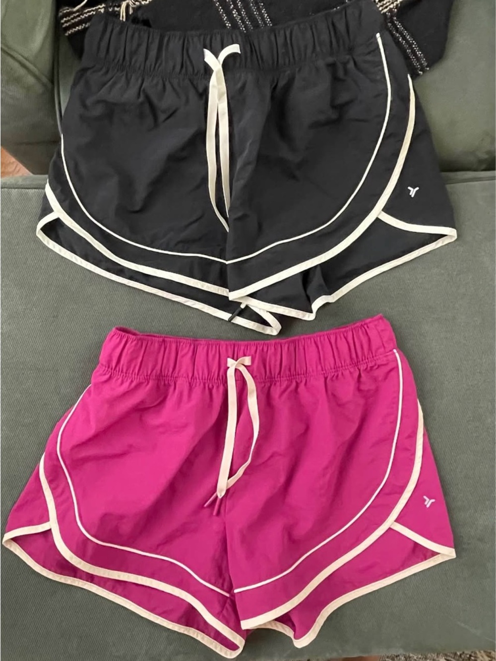 Old Navy Women's Athletic Shorts - Black and Fuchsia with White Trim